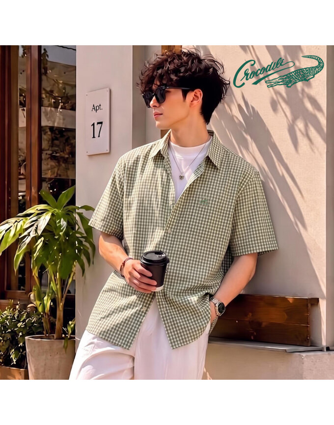 린넨 체크 반팔셔츠 CDAA2WS2405