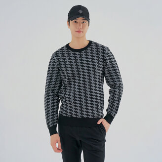 남성 사선 잔패턴 라운드넥 니트 RMSRM3206-199