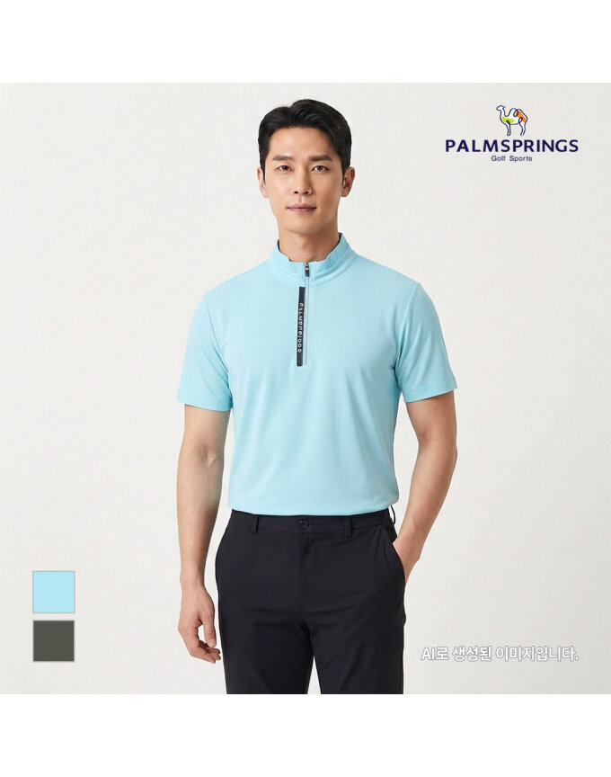 [팜스프링스] 남성 쿨매쉬 반목 반팔티셔츠_STTM222181