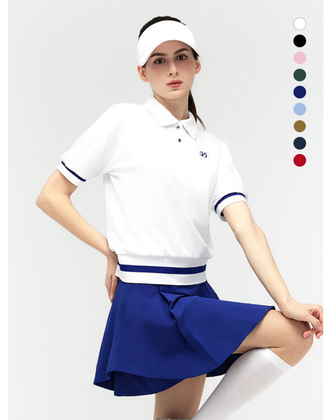 듀빅 여성 가오리 브루종 카라 반팔티셔츠 DD2WTS105