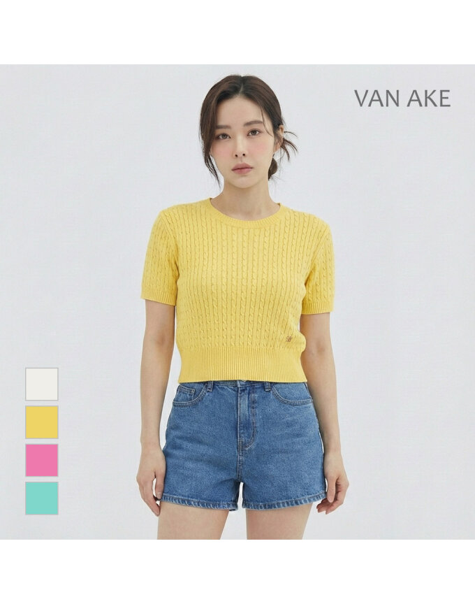 [반에이크] 잔꽈배기 반팔니트_VB36KTUV01Z