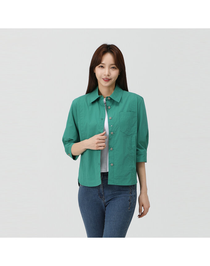 프리미엄 오버핏 포켓 셔츠_MK41501