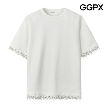 [GGPX] 플라워 레이스 디테일 티셔츠 (GQ5TS037F)