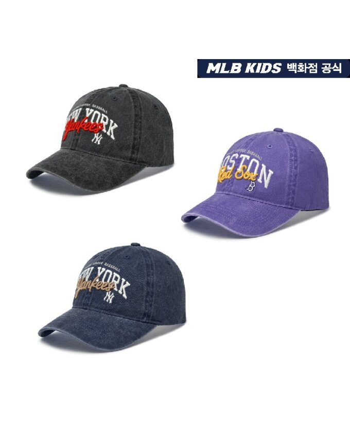 [AK원주점] [MLB KIDS] 컬시브 로고 워싱 볼캡 _ 7ACPB316N