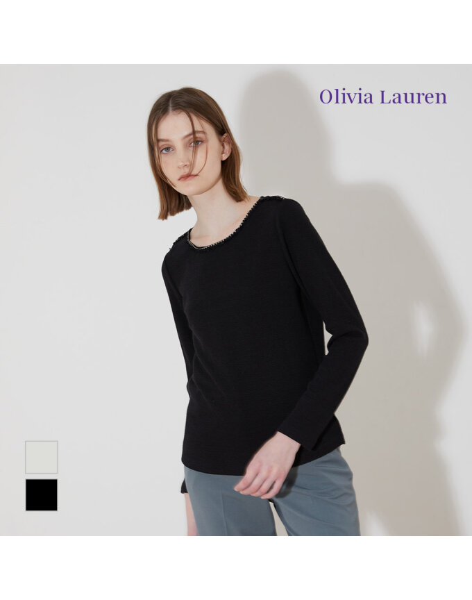 [OLIVIA LAUREN] 저지 보트넥 티셔츠_VOBAL3S2416