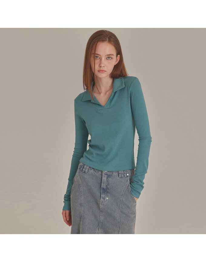 SOFTIE LONG SLEEVE POLO TOP_T426TP115