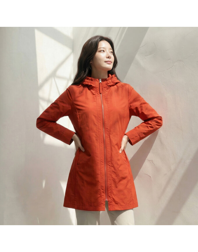 나일론 셔링 반후드 코트_1I21104