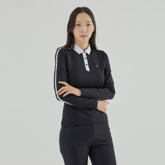 여성 엠보 조직감 배색 카라 티셔츠 RWTYL7151-199