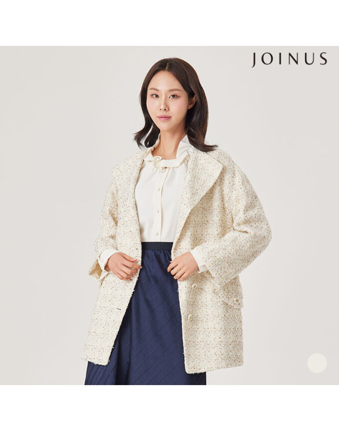 화사 트위드 윙카라 하프 코트_JACS1-WCH100