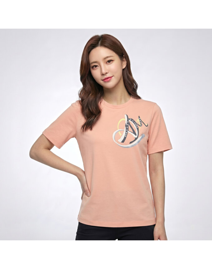 [올포유] 여성 핫픽스 프린트 반팔 티셔츠 ALTRN4111-304