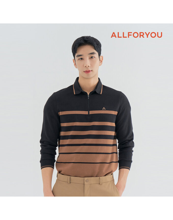 [올포유] 남성 변형 스트라이프 요꼬 카라 반집업 티셔츠 AMTPN9161-199