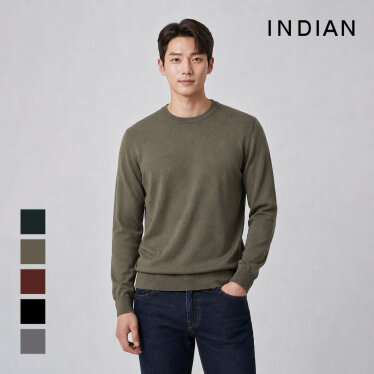 [INDIAN] 울혼방 솔리드 라운드넥 니트_MIVBR3F8171