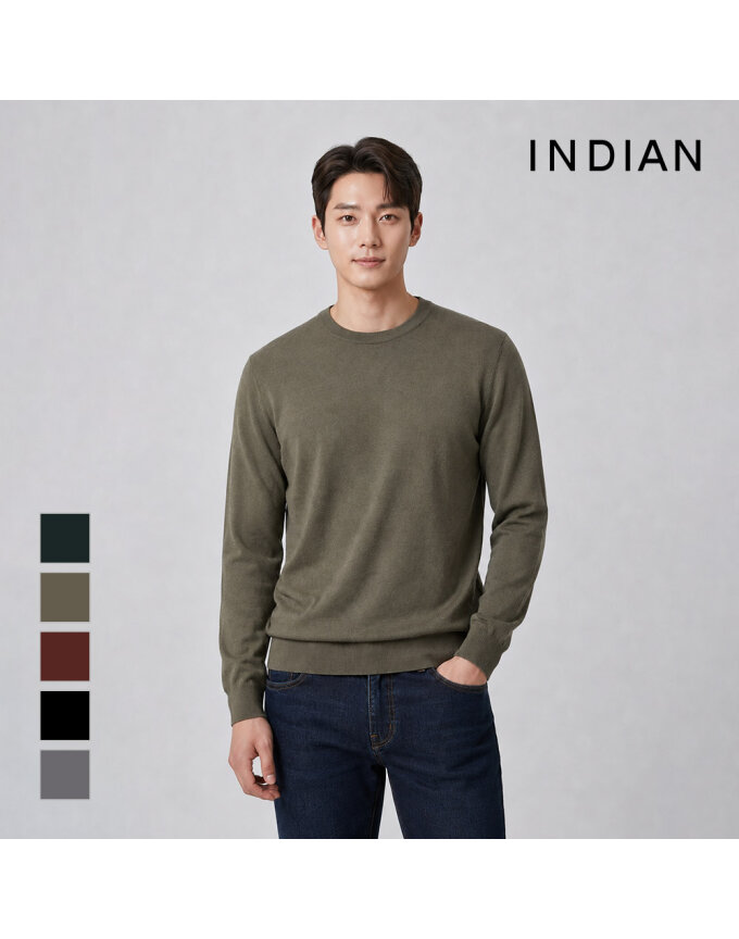 [INDIAN] 울혼방 솔리드 라운드넥 니트_MIVBR3F8171