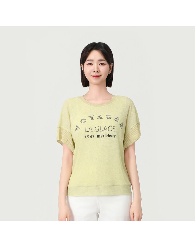 레터링 니트 시보리 티셔츠_QJ45305