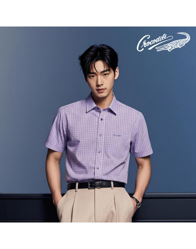 남성 체크 노멀핏 반팔셔츠 CDAA2YS2408