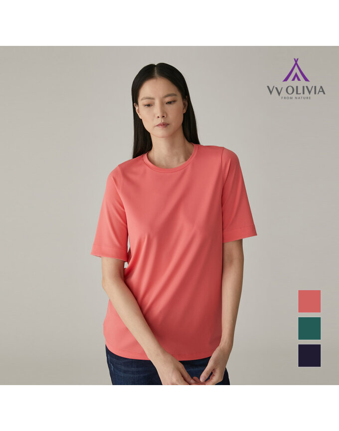 [VVOLIVIA] 턴업 소매 티셔츠_VVCASXM4441