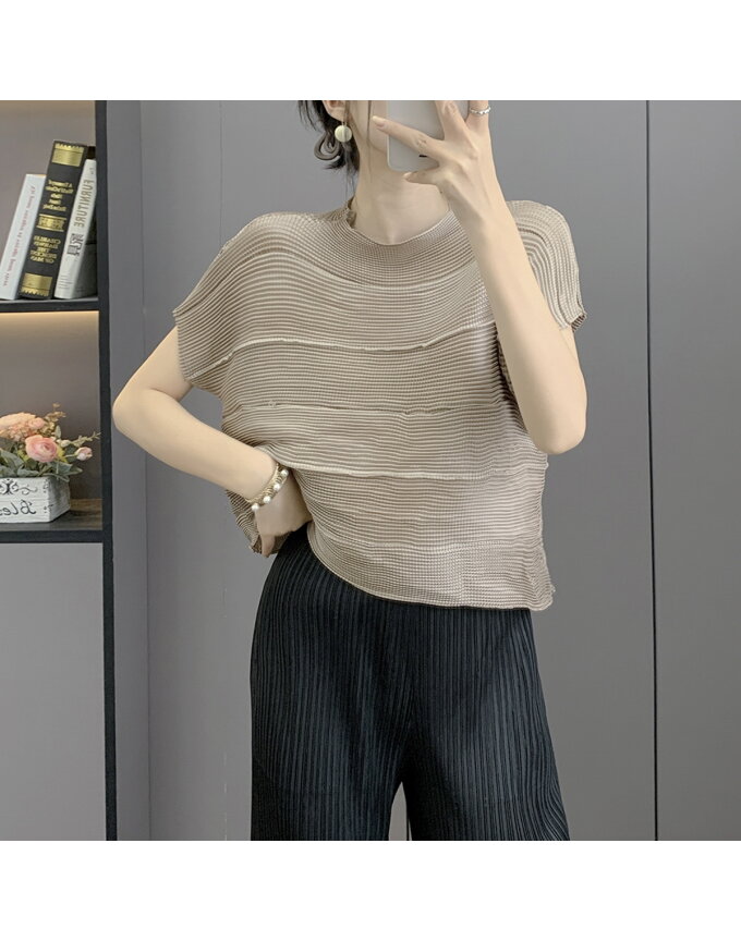 플라라 (88까지)플리츠웨이브크롭블라우스