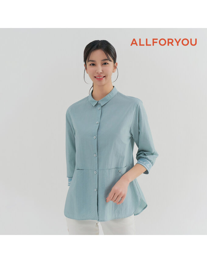 [올포유] 여성 소매 레터링 시보리 카라 블라우스 ALBLN3411-830