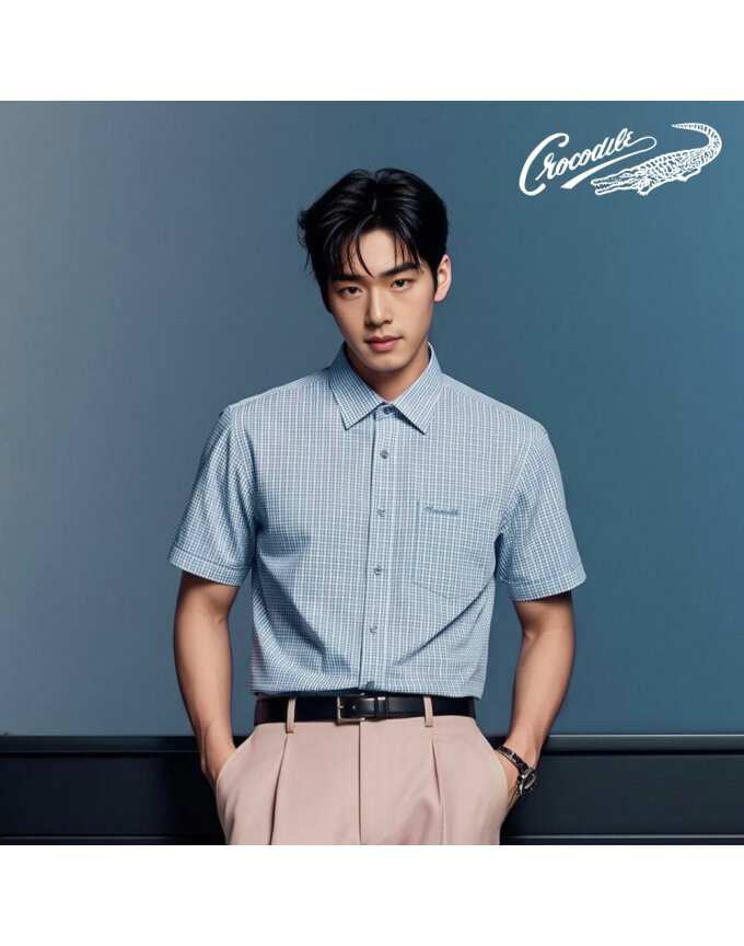 남성 체크 노멀핏 반팔셔츠 CDAA2YS2407