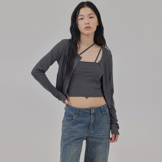 UNBALANCED CAMISOLE+BUTTON UP CARDIGAN SET_T513OT802