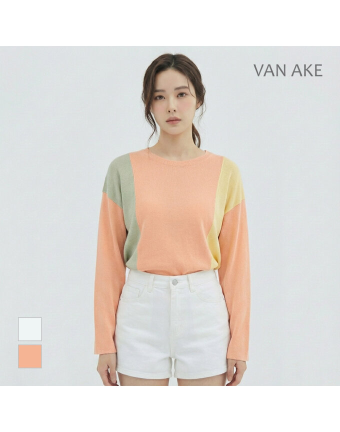 [반에이크] 컬러 블록배색 니트_VB25KTQ314Z