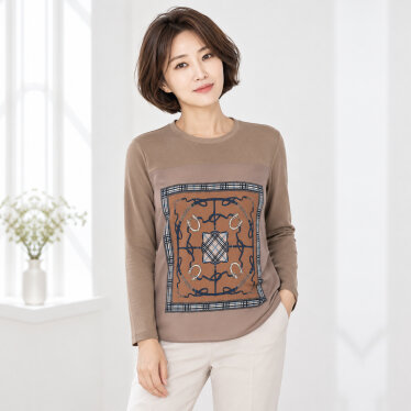 스카프 그래픽 여성 블라우스 티셔츠 CLDFTS111