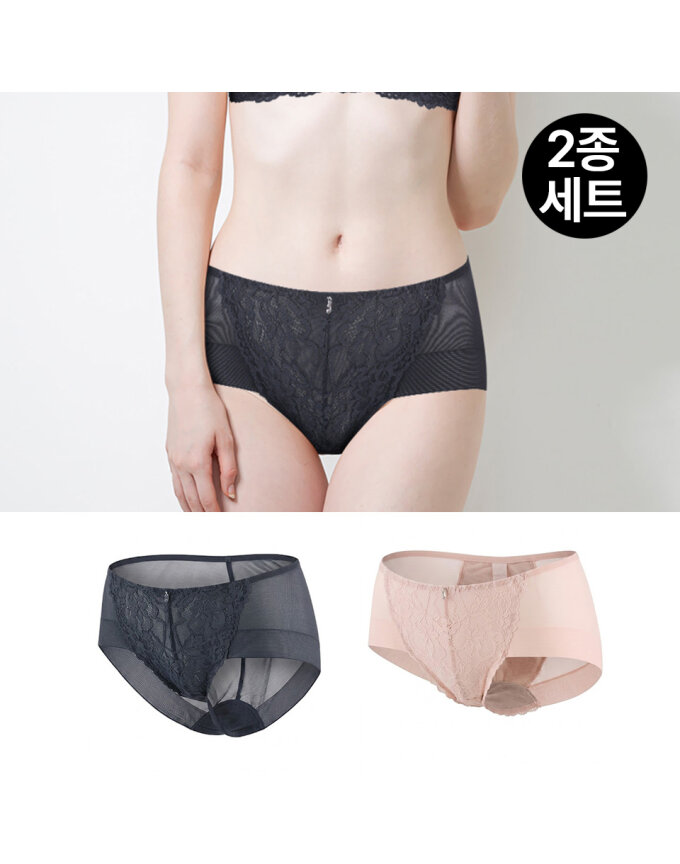 [제임스딘] (2종세트) 여성 릿셀 레이스 맥시 햄팬티