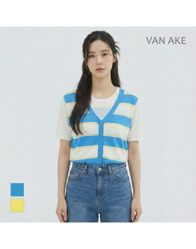 [반에이크] 컬러배색포인트 반팔니트_VB27KTQ307Z