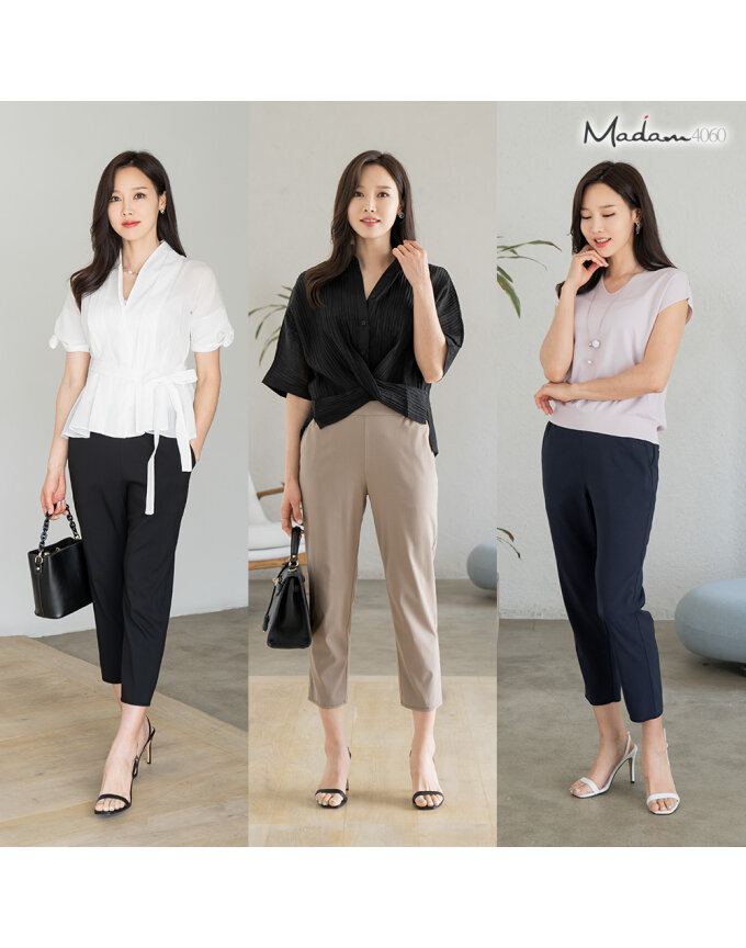 엄마옷 마담4060 1+1+1 인견밴딩팬츠3종-QHPN2405001-