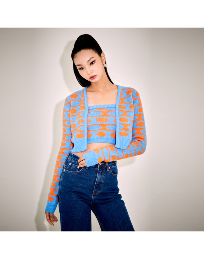 SIGNATURE COLOR BLOCK ARTWORK CARDIGAN_T226OT803