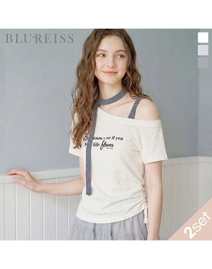 [2SET]반오프 레터링 티셔츠+타이_BI6M3TS9731