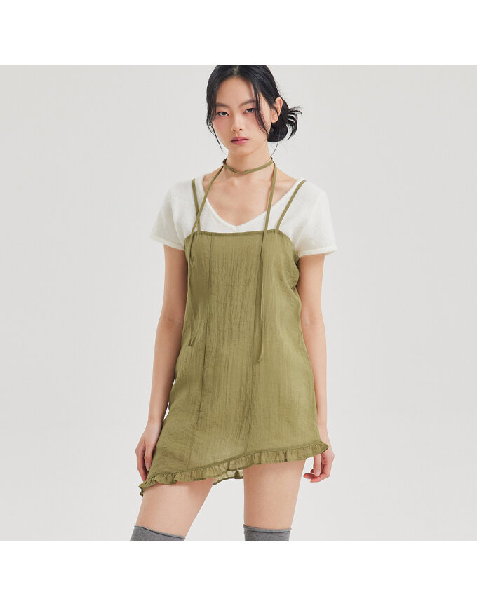 시어 언발란스 프릴 드레스_T611DS503