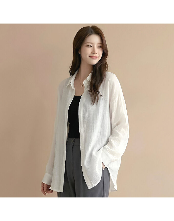 [예쎄] 햇빛차단 크링클 썸머 시스루 남방(S5MBL032A)