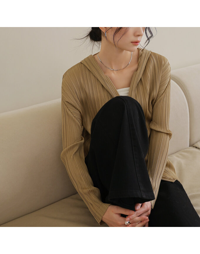 플라라 (88까지)플리츠미니멀후드점퍼