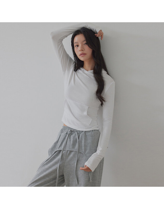 SLIM FIT HOOD LONG SLEEVE TOP_T516TP104