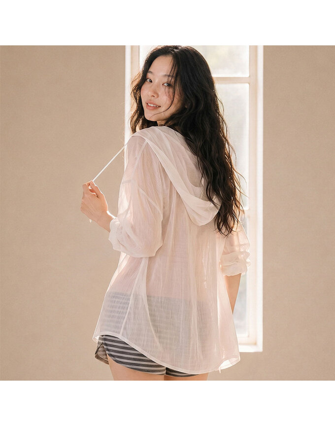 CRINKLE-TEXTURED HOODED SHIRTS_T513TP119