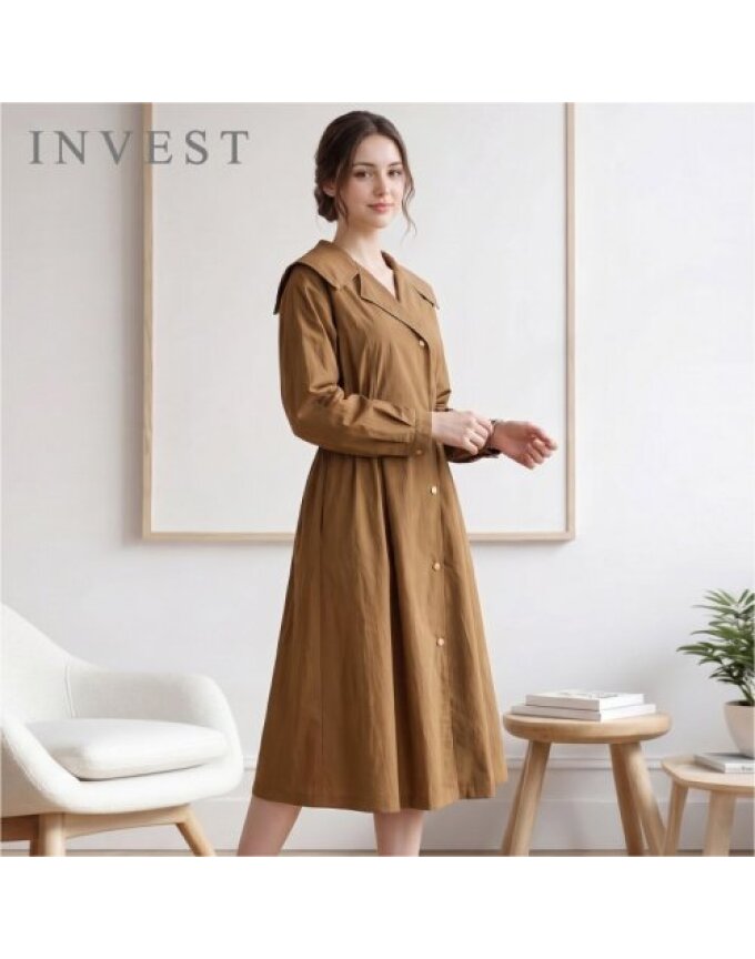 오픈 카라 밴딩 롱 원피스_INI6F1OP3171