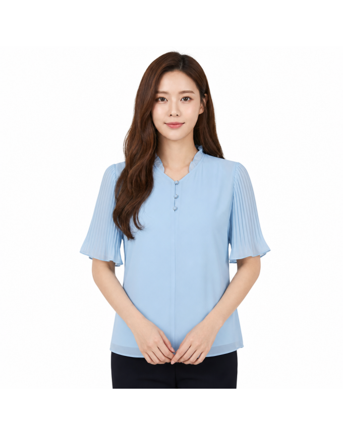 [올포유] 여성 소매 플리츠 반팔 블라우스 ALBLM4121-920
