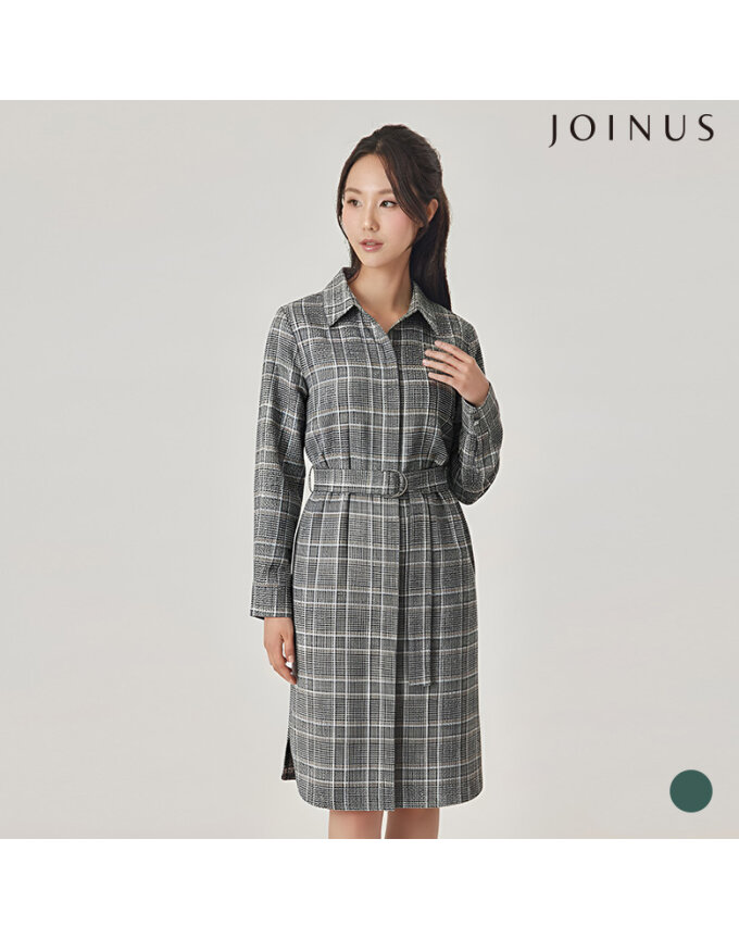 체크 카라 집업 원피스_JAAW1-COP200