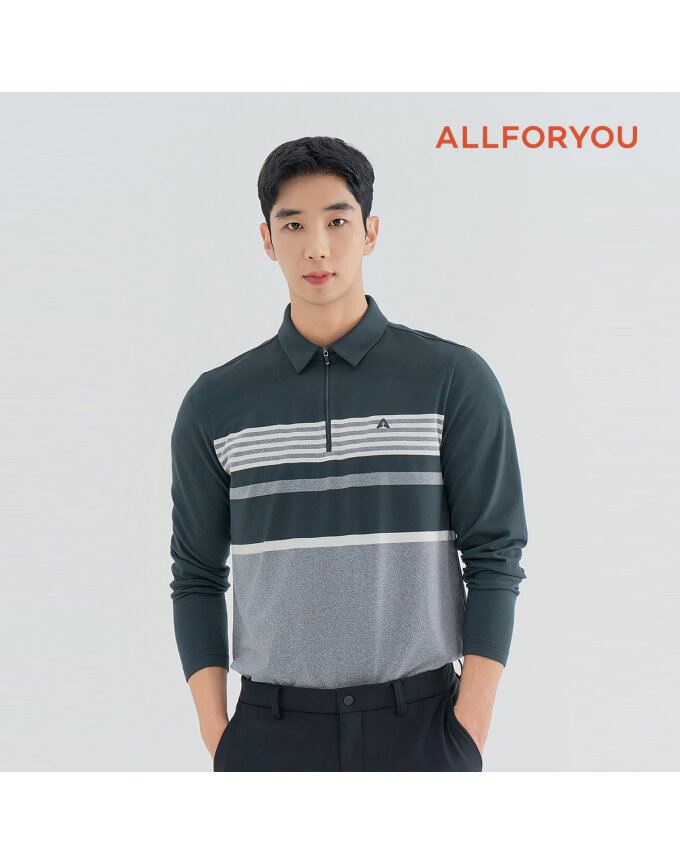[올포유] 남성 선염 스트라이프 카라 반집업 티셔츠  AMTYN8161-816