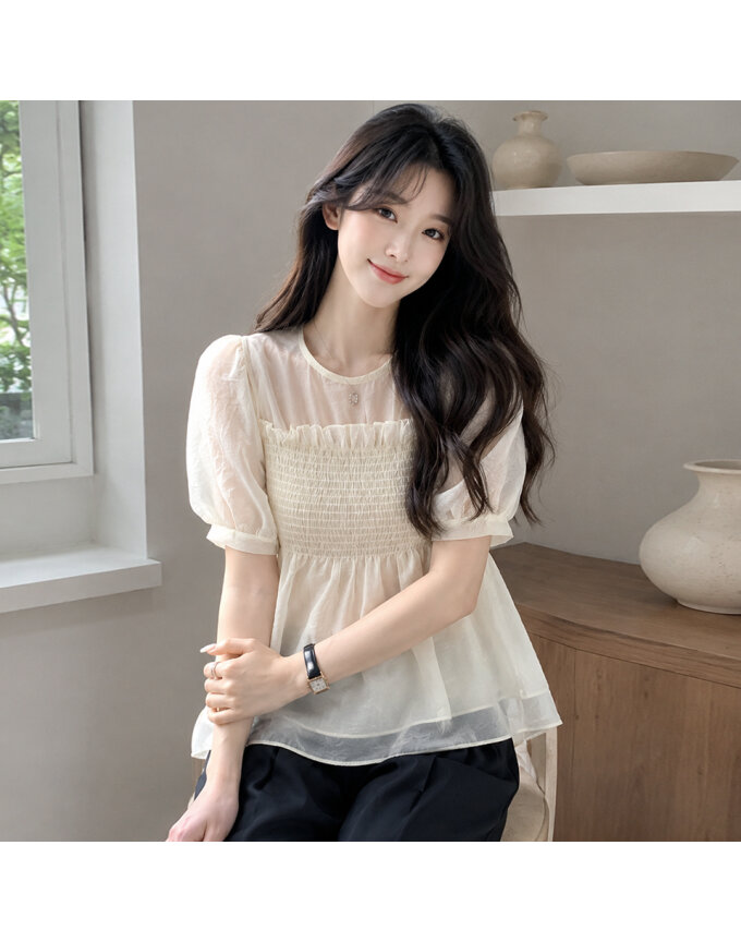 [귈림] 스모킹 퍼프소매 블라우스(G4MBL088P)
