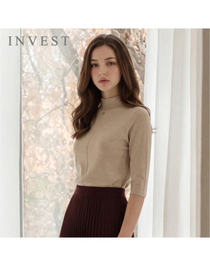 소프트 미들 넥 골드 링 니트_INI6F1KT2001