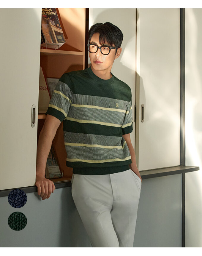 멀티 컬러 조직 라운드 니트 CDAACKR2312