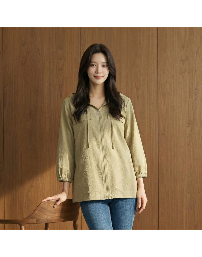 후드형 스트라이프 셔츠_1J41509