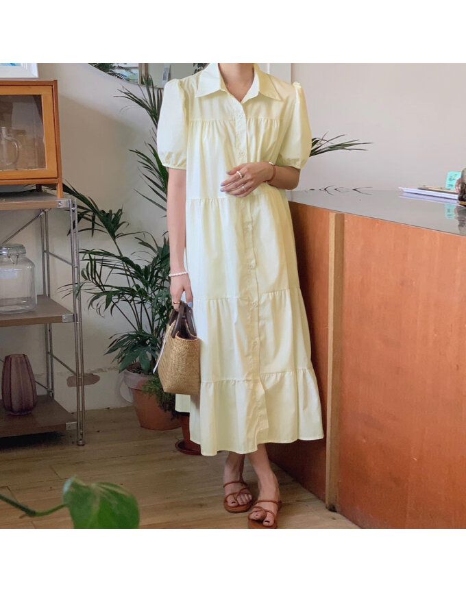 [예쎄] 카라넥 3단 캉캉 셔츠 원피스(S6MOP112A)