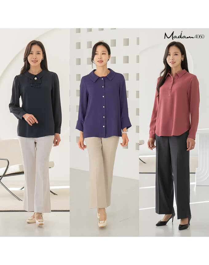 엄마옷 마담4060 1+1+1 클래씨블라우스 3종 중년여성 데일리 블라우스 -RHBL2502002-