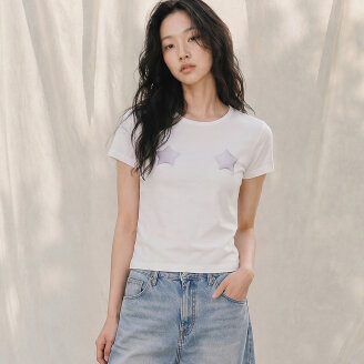 STAR-SHAPED BALOON PRINTED SILKET T-SHIRT_T416TP102