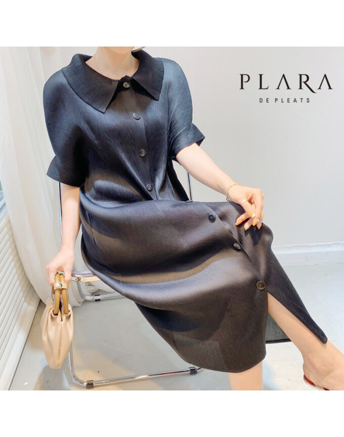 PLARA (88까지)카라하프플리츠원피스_PK2MOP026C