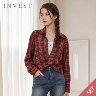 체크 꼬임 블라우스+나시 세트_INI6F1BL5071