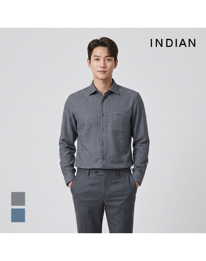 [INDIAN] 코튼블랜드 솔리드 셔츠_MIUNLYW9161